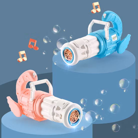 Batteriebetriebene Gatling-Luftblasenpistole, Spielzeug, lustige Pistola de Burbujas mit Licht und Musik, für Kinder, Sommer-Outdoor-Luftblasenmaschinen-Spielzeug